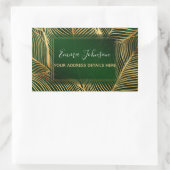 Gold Leaves Forest Green Elegant Pattern Rechthoekige Sticker (Tas)