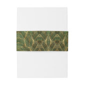 Gold Leaves Forest Green Elegant Pattern Uitnodigingen Wikkel (Achterkant Voorbeeld)