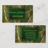Gold Leaves Forest Green Elegant Pattern Visitekaartje (Voorkant / Achterkant)