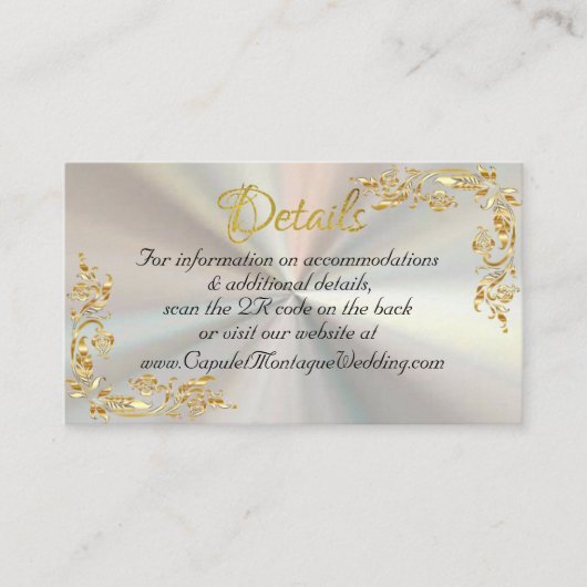 Gold Leaves Lijst on White Pearl, QR-code Informatiekaartje (Voorkant)