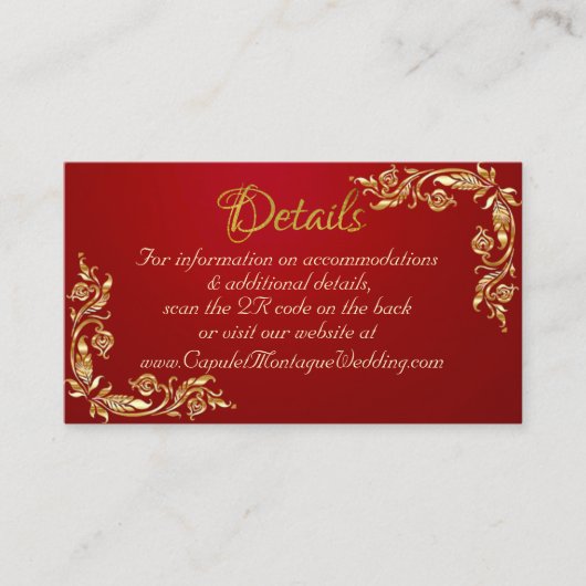 Gold Leaves Lijst op Crimson Red, QR-code Informatiekaartje (Voorkant)