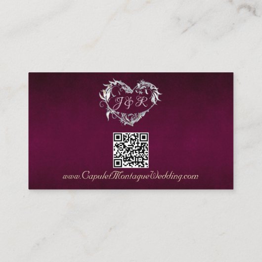 Gold Leaves Lijst op Dark Paarse, QR-code Informatiekaartje (Achterkant)
