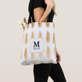 Gold Leaves Pattern Monogram Canvas tas (Dichtbij)