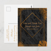 Gold Leaves Tropical Weddenschap Hartelijk dank Briefkaart (Voorkant / Achterkant)