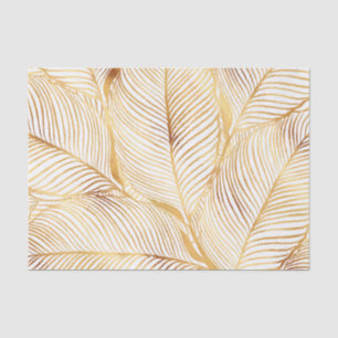 Gold Leaves White Elegant Pattern Tissuepapier