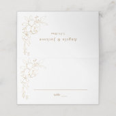 Gold led Floral White & Gold Place Card (Buitenkant ongevouwen)