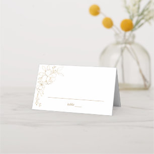 Gold led Floral White & Gold Place Card