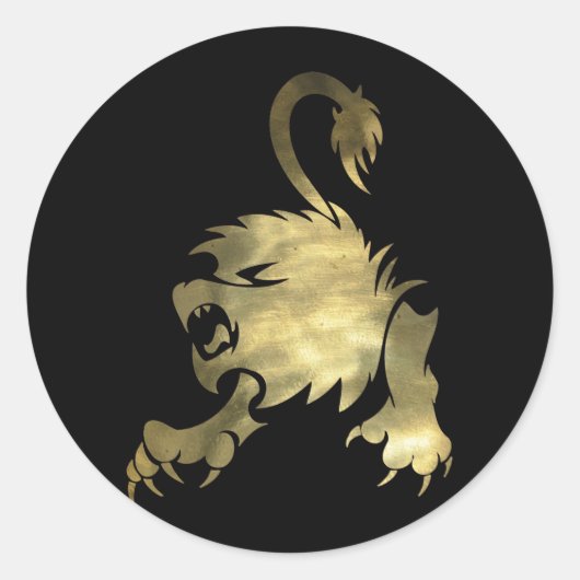 Gold Leo Lion Ronde Sticker (Voorkant)