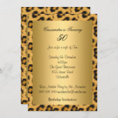 Gold Leopard 50th Birthday Invitation Kaart (Voorkant / Achterkant)