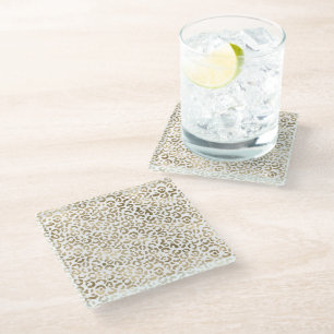 Gold Leopard Animal Print Glazen Onderzetter