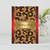 Gold Leopard en Red Art Deco Kaart (Staand voorkant)