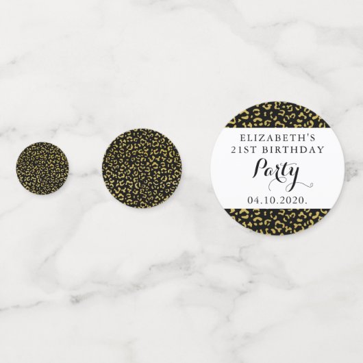 Gold Leopard, Glitter, Leopard Pattern, Birthday Confetti (Voorkanten)