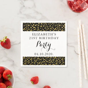 Gold Leopard, Glitter, Leopard Pattern, Birthday Servet