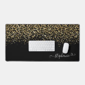 Gold Leopard Glitter Monogram Black Bureaumat (Keyboard & Muis)
