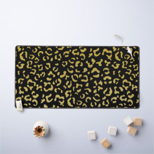 Gold Leopard, Gold Glitter, Leopard Pattern Bureaumat