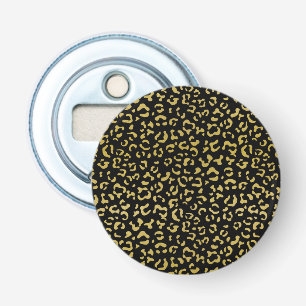 Gold Leopard, Gold Glitter, Leopard Pattern Button Flesopener
