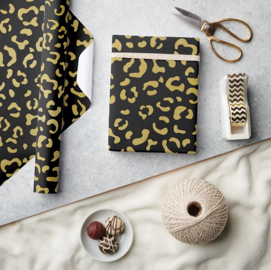 Gold Leopard, Gold Glitter, Leopard Pattern Cadeaupapier (Crafts)