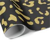 Gold Leopard, Gold Glitter, Leopard Pattern Cadeaupapier (Rol Hoek)