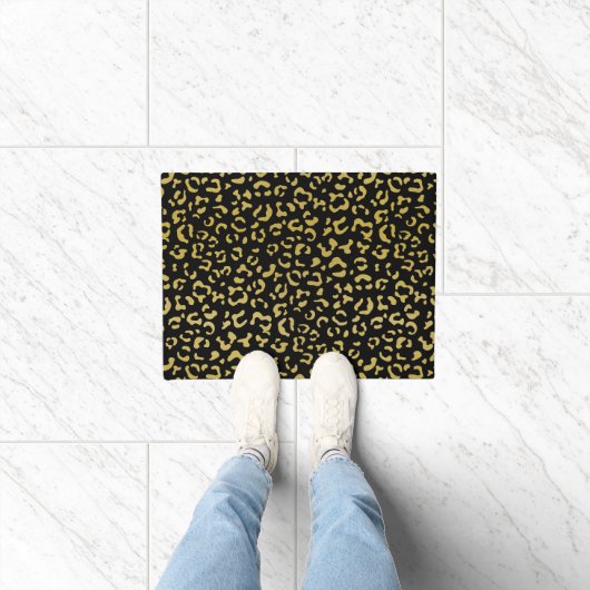 Gold Leopard, Gold Glitter, Leopard Pattern Deurmat (Binnen)