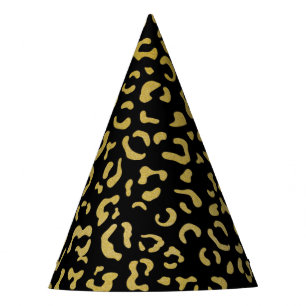 Gold Leopard, Gold Glitter, Leopard Pattern Feesthoedjes