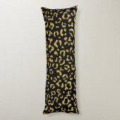 Gold Leopard, Gold Glitter, Leopard Pattern Lichaamskussen (Achterkant (Verticaal))