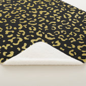 Gold Leopard, Gold Glitter, Leopard Pattern Sherpa Deken (3/4)