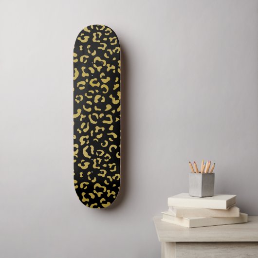 Gold Leopard, Gold Glitter, Leopard Pattern Skateboard (Muurkunst)