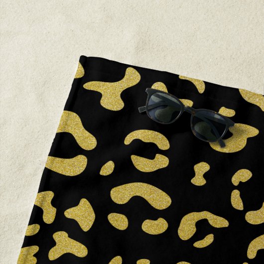 Gold Leopard, Gold Glitter, Leopard Pattern Strandlaken (In situ)