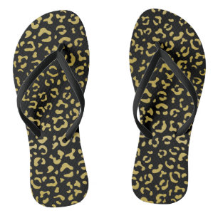Gold Leopard, Gold Glitter, Leopard Pattern Teenslippers