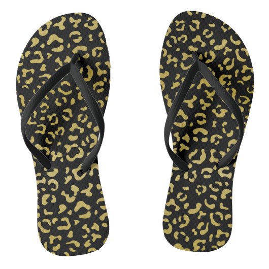 Gold Leopard, Gold Glitter, Leopard Pattern Teenslippers (Voetbed)