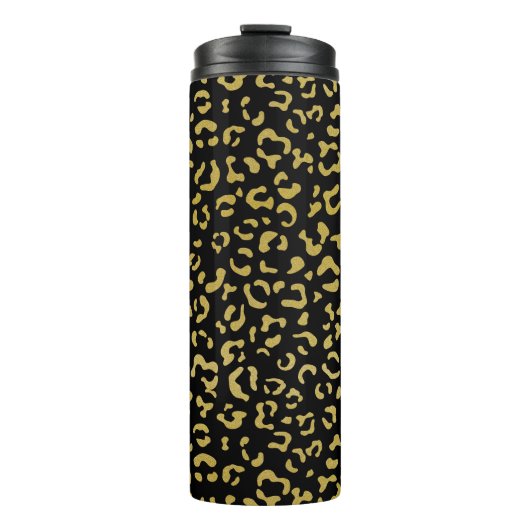 Gold Leopard, Gold Glitter, Leopard Pattern Thermosbeker (Voorkant)