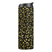 Gold Leopard, Gold Glitter, Leopard Pattern Thermosbeker (Gedraaid links)