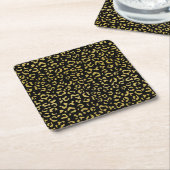 Gold Leopard, Gold Glitter, Leopard Pattern Vierkante Kartonnen Onderzetter (Schuin)