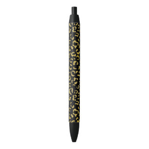 Gold Leopard, Gold Glitter, Leopard Pattern Zwarte Inkt Pen