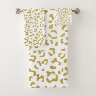 Gold Leopard, Gold Glitter, luipaard afdrukken Bad Handdoek