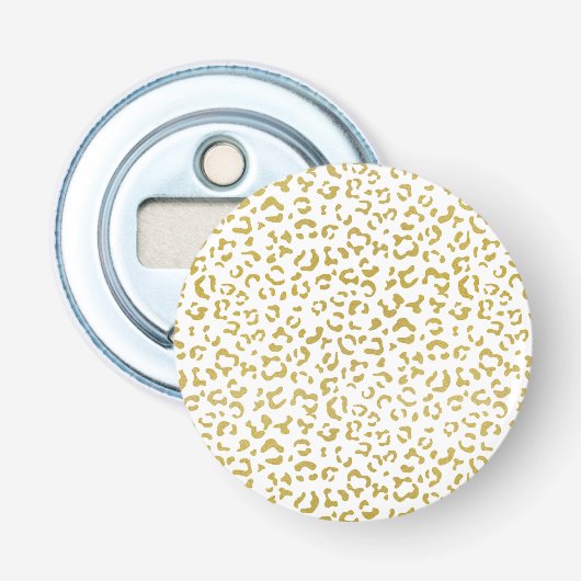 Gold Leopard, Gold Glitter, luipaard afdrukken Button Flesopener (Voorkant)