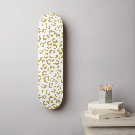 Gold Leopard, Gold Glitter, luipaard afdrukken Skateboard (Muurkunst)