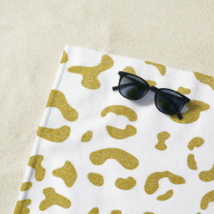 Gold Leopard, Gold Glitter, luipaard afdrukken Strandlaken