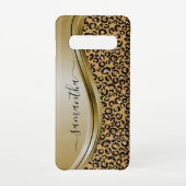 Gold Leopard Handgeschreven naam Metal Hoesje-Mate Samsung Galaxy Hoesje (Achterkant)