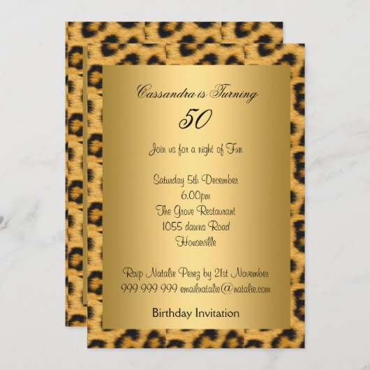 Gold Leopard Invitation 50e anniversaire (Devant / Derrière)