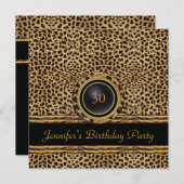 Gold Leopard Invitation en rotin 30e anniversaire (Devant / Derrière)