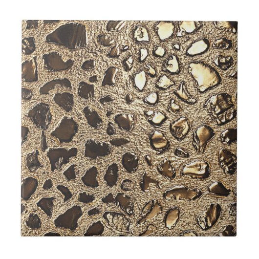 Gold Leopard Metallic Animal Spots Tegeltje (Voorkant)