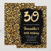 Gold Leopard Painted Black 30th Birthday Kaart (Voorkant / Achterkant)