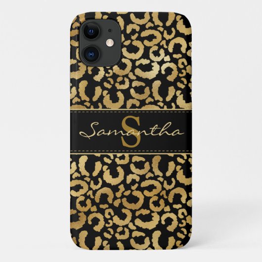 Gold leopard print aangepast Hoesje-Mate iPhone dr Case-Mate iPhone Case (Achterkant)