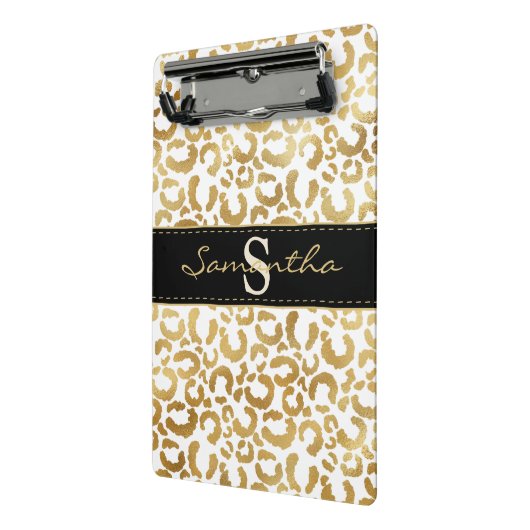 Gold leopard print aangepast mini klembord (Angled2)