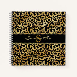 Gold leopard print aangepast Spiral Notitieboek