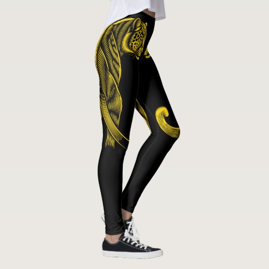 Gold Leopard Print Fun Safari Pattern Leggings (Rechts)