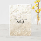Gold Leopard Print Khaki Cream Beige Waterverf Kaart (Gele Bloem)