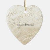 Gold Leopard Print Khaki Cream Beige Waterverf Keramisch Ornament (Rechts)