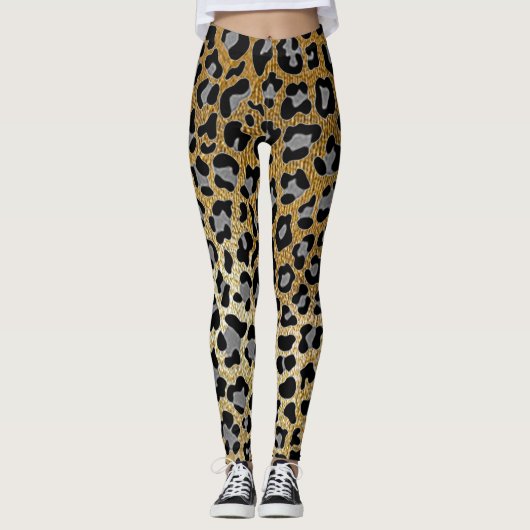 Gold Leopard Print Leggings (Voorkant)